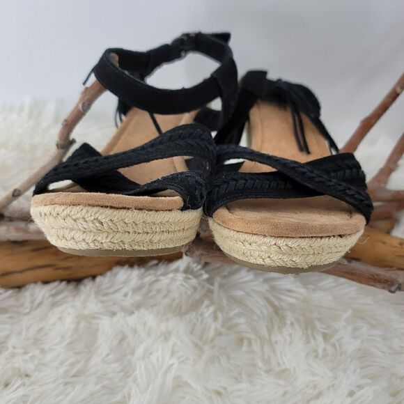Minnetonka black suede espadrilles wedges - Picture 4 of 9